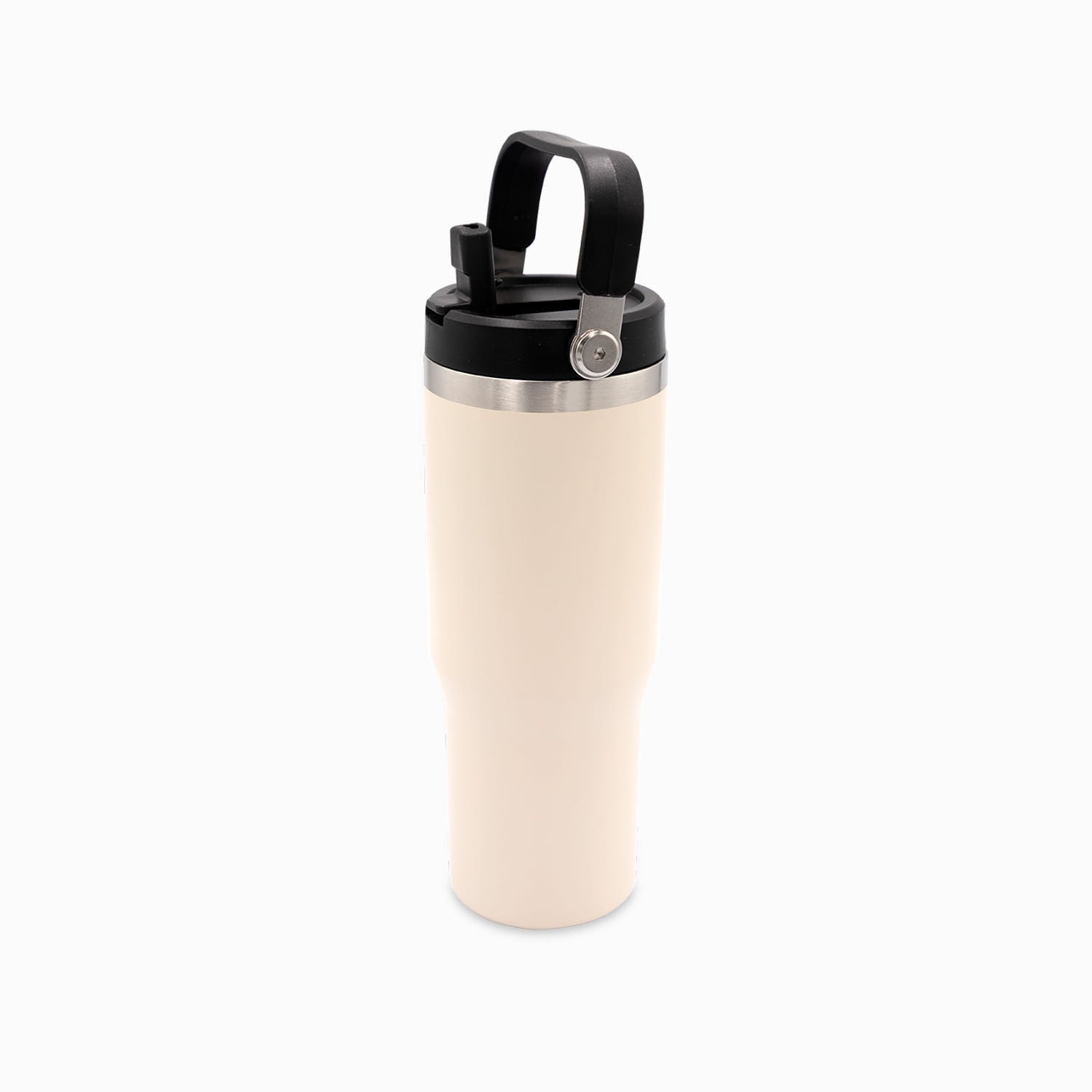 Termo con pitillo y manija beige 890ml - Ambiente Gourmet México