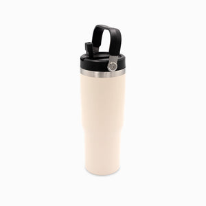 Termo con pitillo y manija beige 890ml - Ambiente Gourmet México