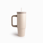 Termo Doble Pared Beige Con Pitillo Y Manija 900Ml - Ambiente Gourmet México