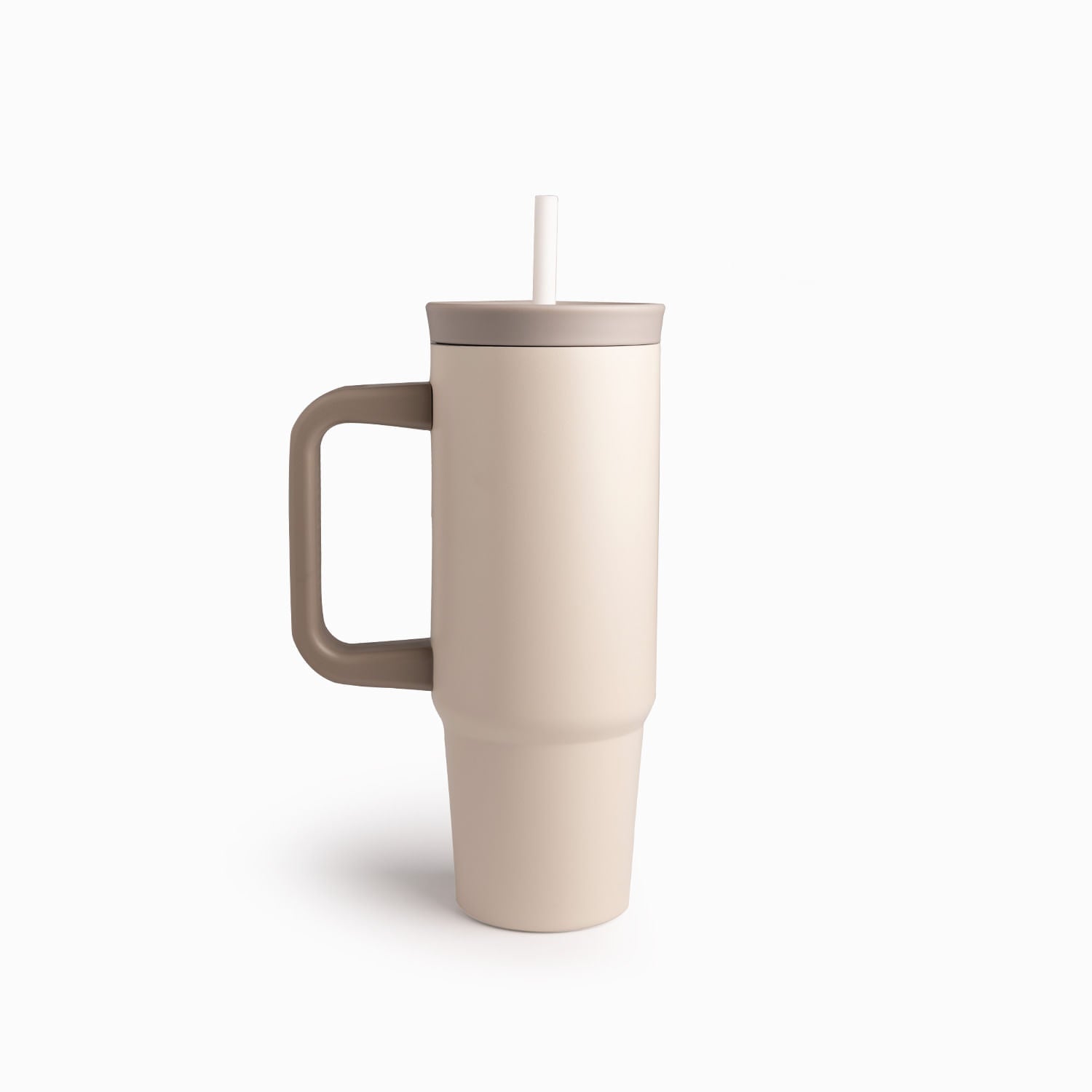 Termo Doble Pared Beige Con Pitillo Y Manija 900Ml - Ambiente Gourmet México