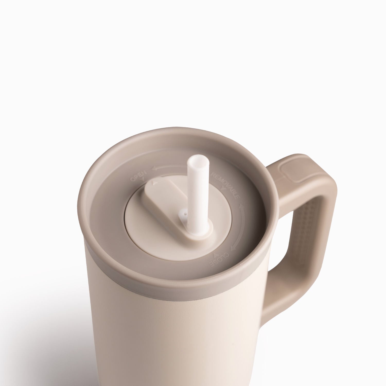 Termo Doble Pared Beige Con Pitillo Y Manija 900Ml - Ambiente Gourmet México