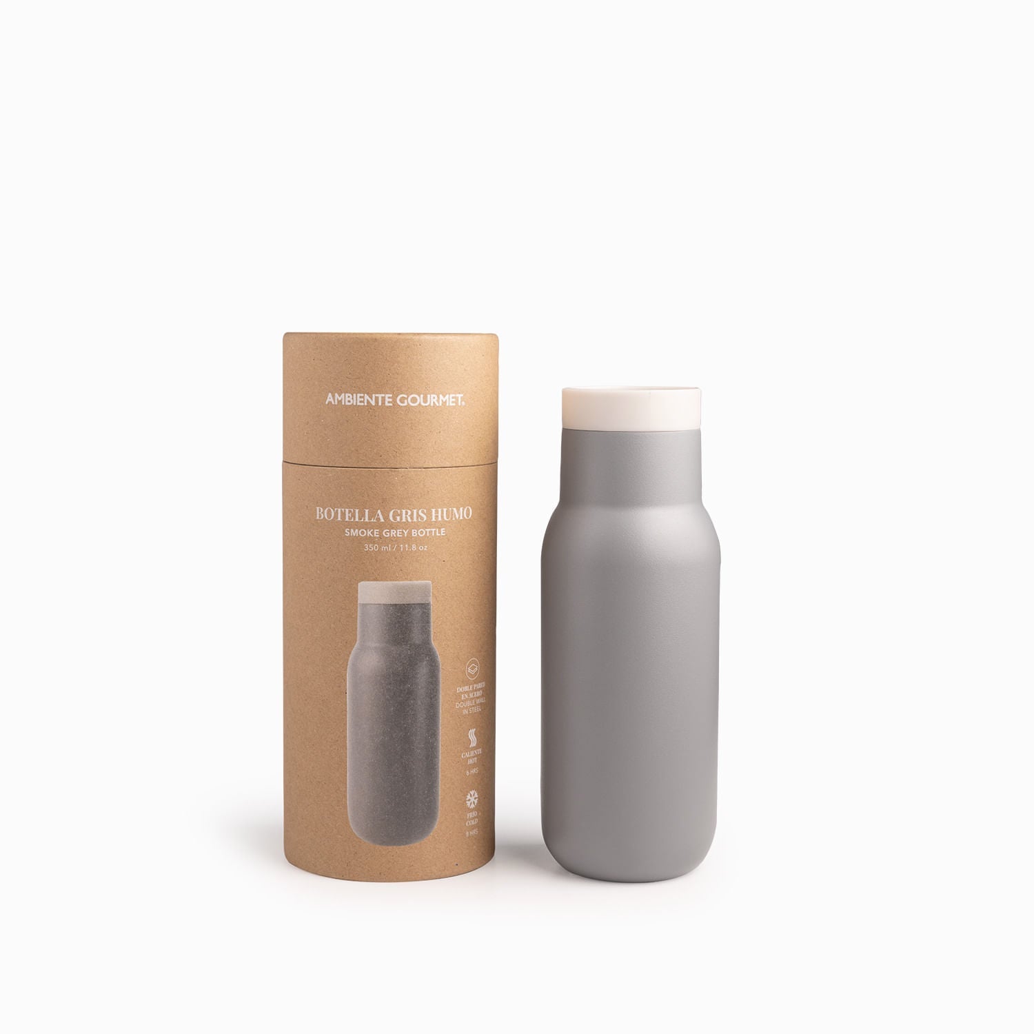 Termo Doble Pared Gris Humo 350Ml - Ambiente Gourmet México