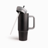 Termo Doble Pared Negro Con Pitillo Y Manija 900Ml - Ambiente Gourmet México