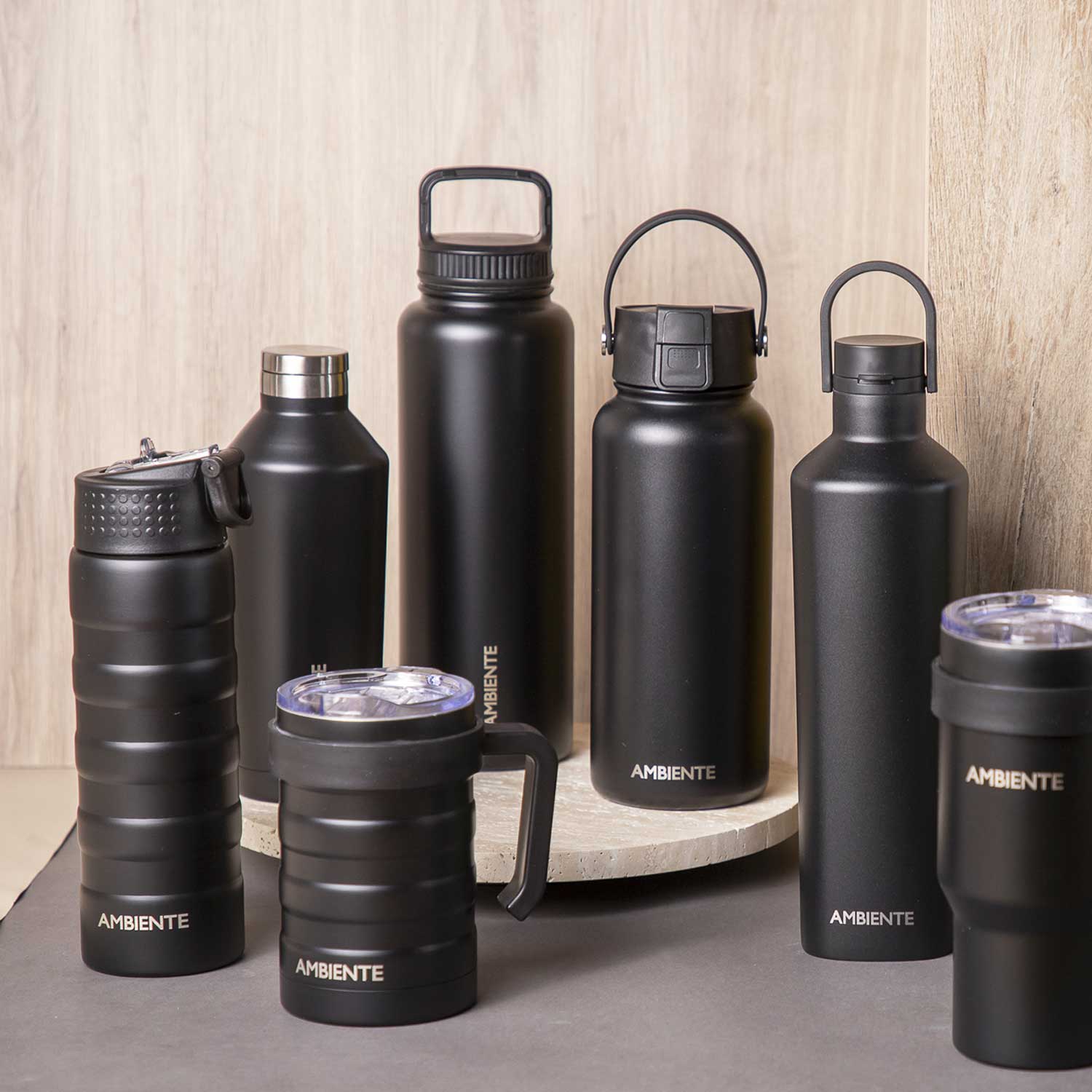 Termo doble pared negro mate 1 litro - Ambiente Gourmet México