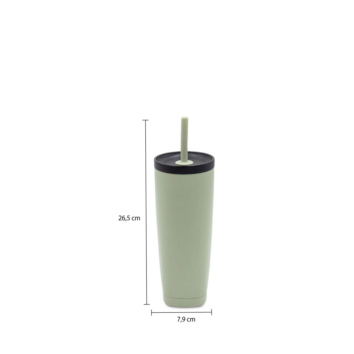 Termo doble pared verde con pitillo 550 ml