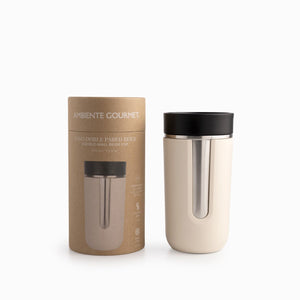 Vaso doble pared beige 400ml - Ambiente Gourmet México