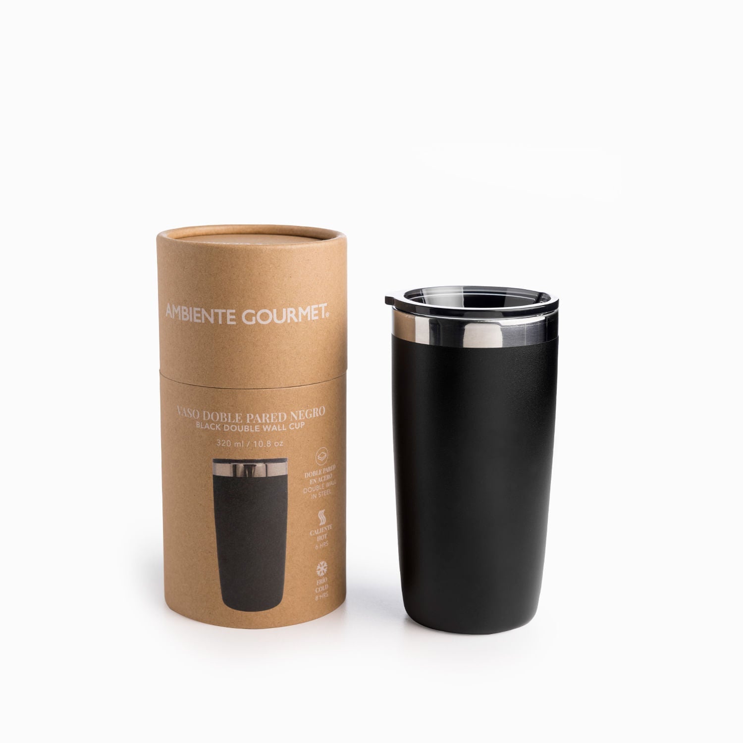 Vaso Doble Pared En Acero Negro 320Ml - Ambiente Gourmet México