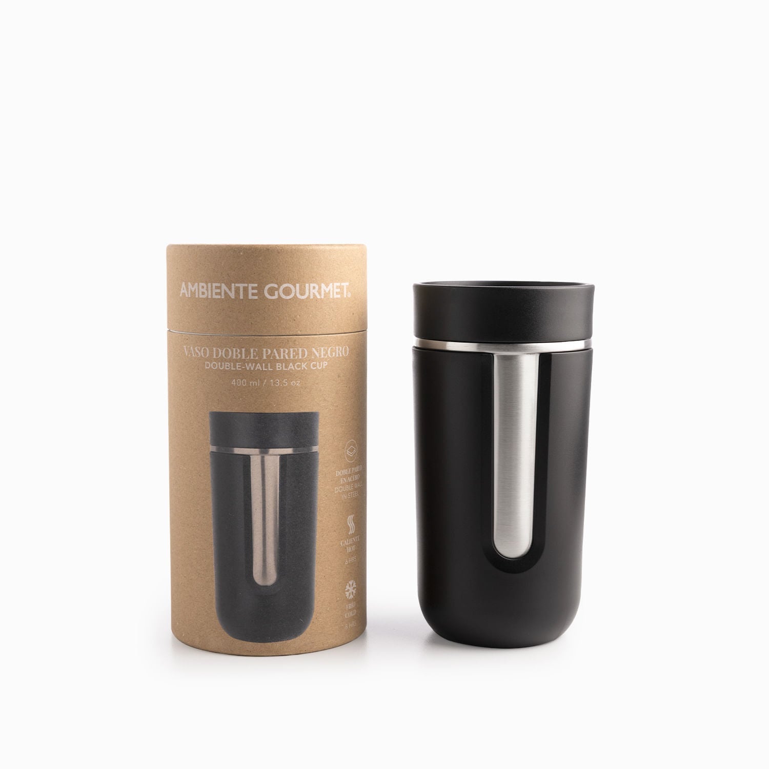 Vaso doble pared negro 400ml - Ambiente Gourmet México