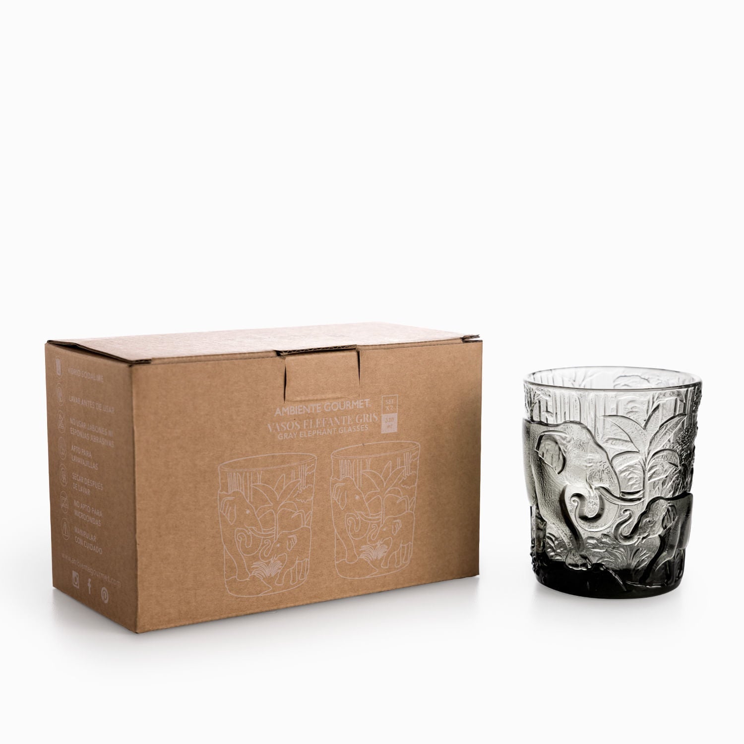 Vaso Elefante Gris 330Ml Set X2 - Ambiente Gourmet México