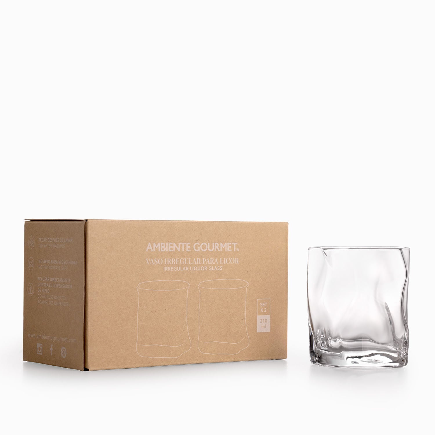 Vaso irregular para licor 310ml setx2 - Ambiente Gourmet México