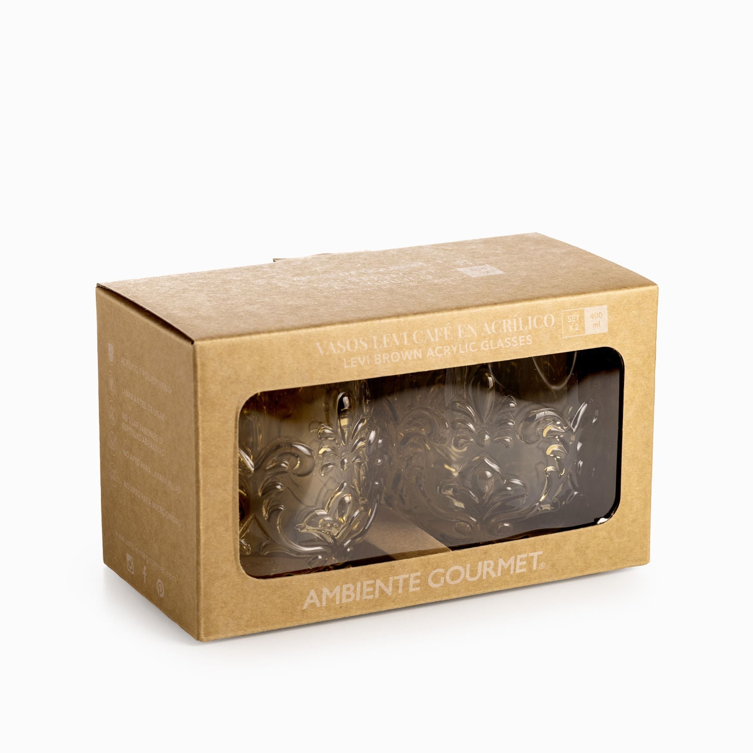 Vaso Levi café 400ml setx2 - Ambiente Gourmet México