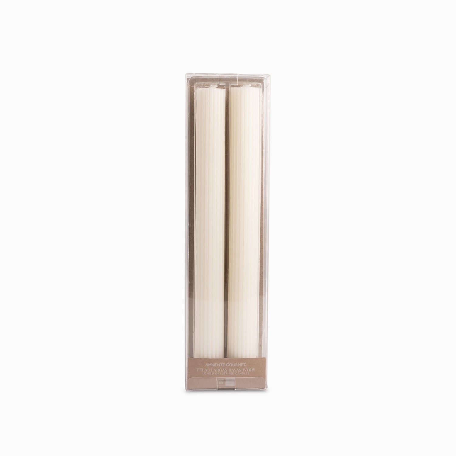 Velas Largas Rayas Ivory 27Cm Set X2 - Ambiente Gourmet México