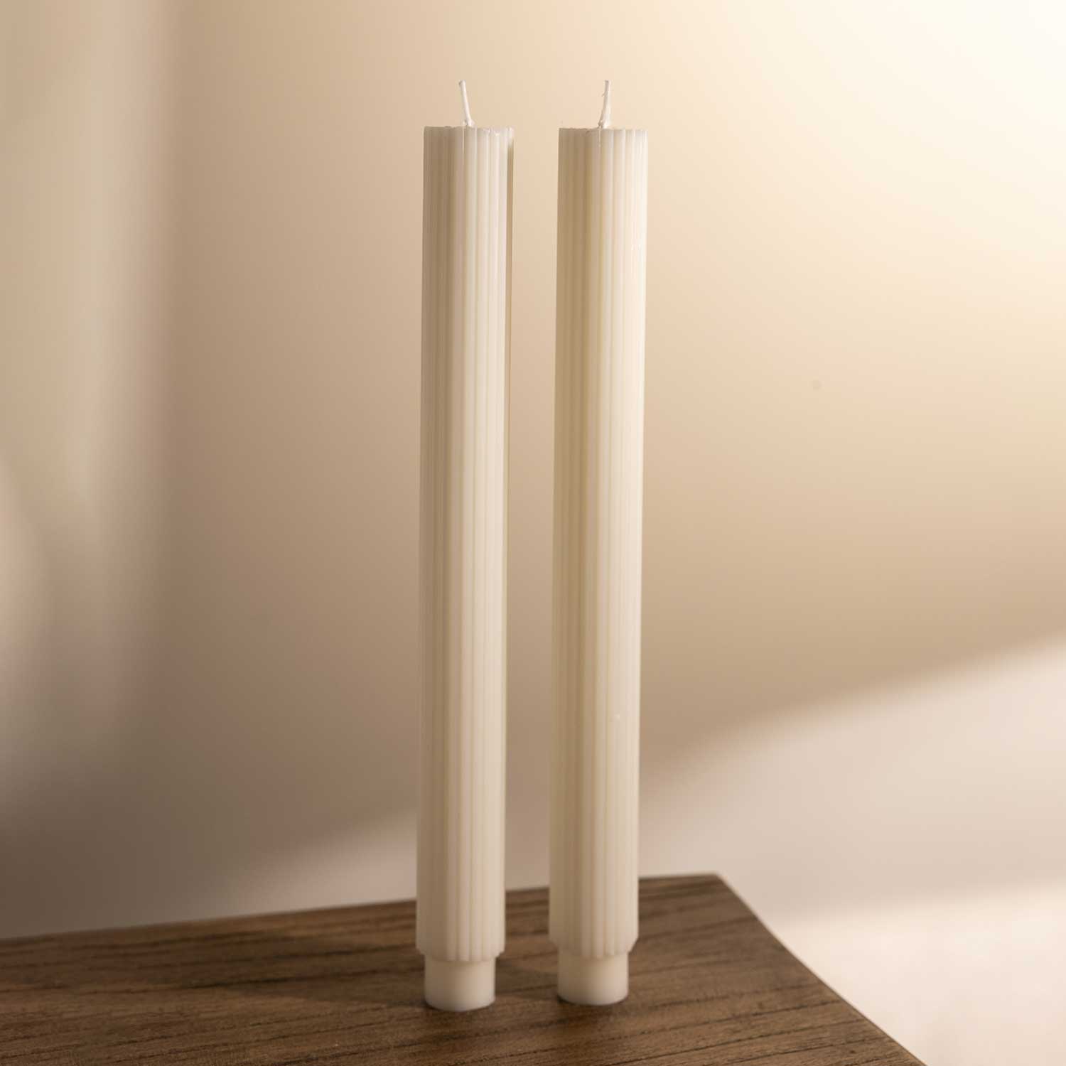 Velas Largas Rayas Ivory 27Cm Set X2 - Ambiente Gourmet México