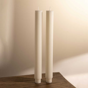 Velas Largas Rayas Ivory 27Cm Set X2 - Ambiente Gourmet México